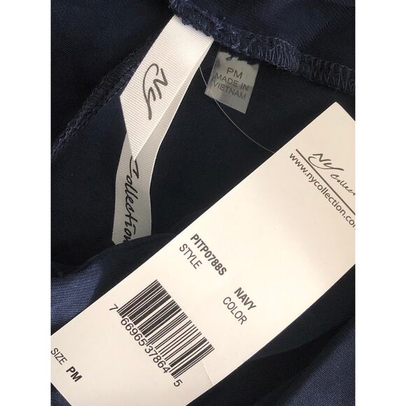 NY Collections Women's Petite Medium Pull-On Pants with Sash Navy NEW - Picture 4 of 6